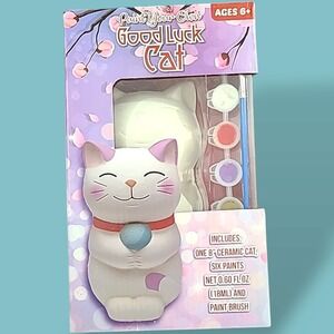 Paint Your Own Good Luck Cat 8" Ceramic Maneki‎ Neko DIY Craft Kit New